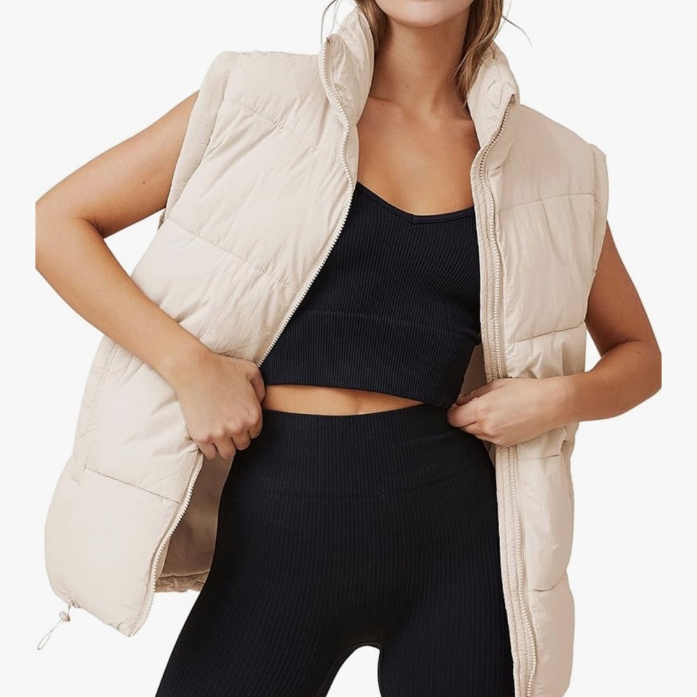Light Tan Oversized Puffer Vest